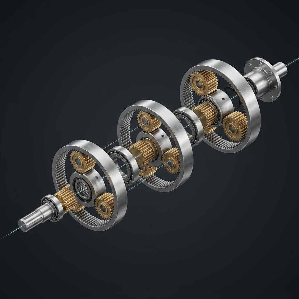 Exploded gearbox components showing why Creo CAD geometry must be paired with tolerances, bearing fits, and inspection evidence