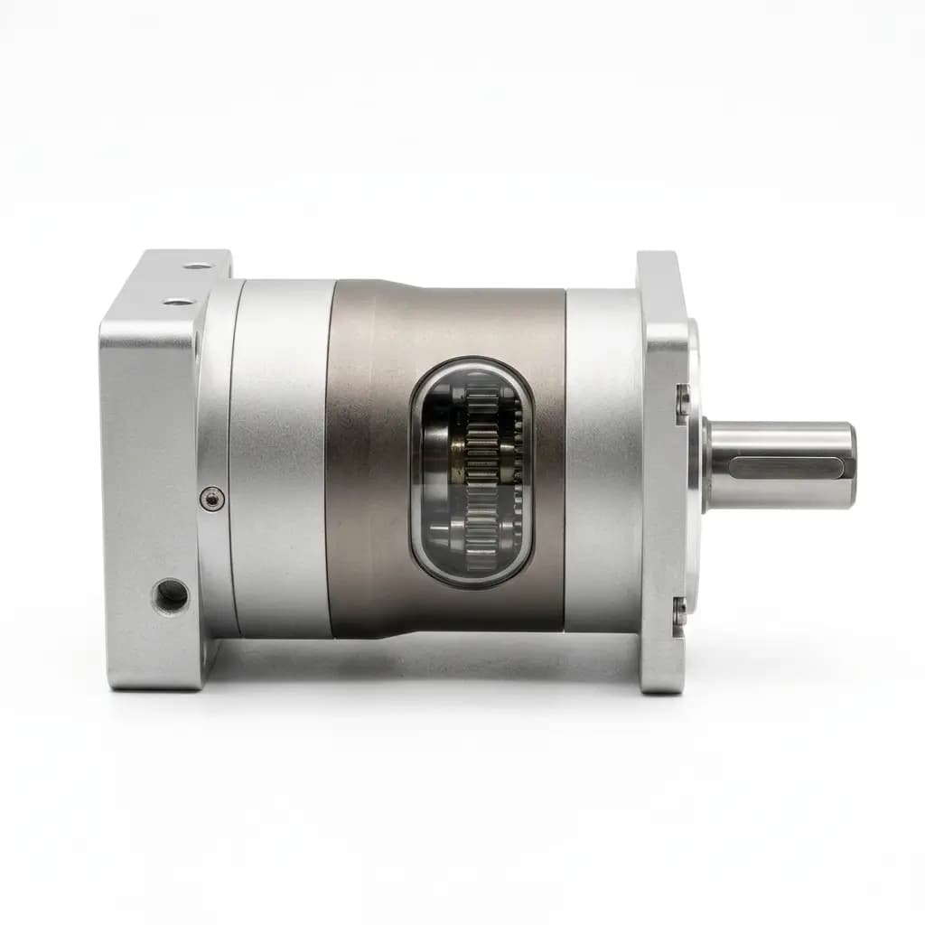 Inline gearbox with visible gear inspection window